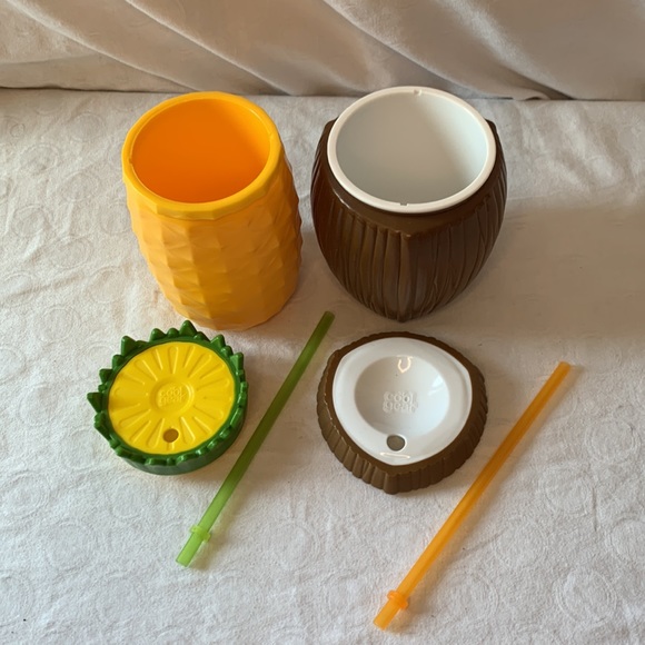 Cool Gear Insulated Drinkware Pineapple & Cactus w/Straw - Picture 4 of 8